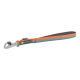 Ruffwear Hundeleine mit einem orangefarbenen und türkisfarbenen Design, mit einem stabilen Metallclip und einem schwarzen Etikett, das das Markenlogo zeigt.