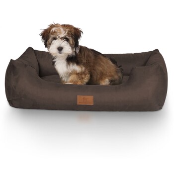 Hundebett Dreamline aus Velours braun M-L