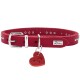Rotes Lederhalsband mit silbernen Nieten und Schnalle, herzförmigem roten Anhänger und Metallanhänger mit der Aufschrift 'HUNTER'.
