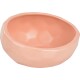 Eine glatte, runde, rosa Keramik-Haustierschüssel mit einer leicht unregelmäßigen Form, entworfen für Futter oder Wasser.