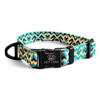 Halsband – Kunterbunt – stufenlos verstellbar mit Metallschließe gelb/ grün L-XL