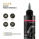 Schwarze Flasche von Petcare Pethorse Protect 2002 zur Parasitenprävention, mit Symbolen für Milben, Juckreiz, Flöhe und Pilzinfektionen.