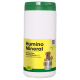 Behälter mit "Humino Mineral" Haustierzusatz mit grünem Deckel, mit einem Cartoon-Hund und deutschem Text über Nährstoffquellen.