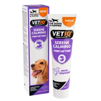 VETIQ Serene Calming fast-acting ointment for dogs and puppies, apply to dog's nose, scientifically proven, works in 20 minutes.