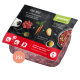 Verpacktes Hundefutter mit der Bezeichnung "proCani Rind-Menü", das frisches Fleisch, Karotten und Kartoffeln enthält, mit Anweisungen zum Auftauen und Servieren.