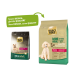 Sacs de nourriture pour animaux Select Gold présentant les formules "Mini Adult" et "Sensitive", avec une image de caniche et un texte indiquant "Nouveau DESIGN, même QUALITÉ."