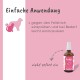 Ein hellbrauner Hund kratzt sich am Ohr neben einer "JuckEx"-Sprühflasche, mit einem Text, der nach Juckreiz fragt und Hautlinderung fördert.