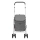 Grau Haustierwagen mit einem Reißverschluss-Deckel, zwei vorderen Taschen und einem stabilen Griff, entworfen für den einfachen Transport von kleinen Haustieren.