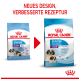 Royal Canin Hundefutterverpackung, die ein neues Design und eine verbesserte Rezeptur für "Starter Mother & Babydog" für Riesenrassen zeigt, 45 kg.