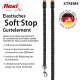 Elastische Soft-Stop Hundeleine von flexi, mit einem stoßdämpfenden Design, das die Belastung des Hundehalses reduziert, mit reflektierenden Komponenten für Sicherheit.