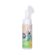 Schaumshampoo-Flasche für Haustiere mit einem flauschigen weißen Hund und einer grauen Katze auf dem Etikett, Größe 250 ml.