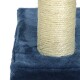 Katzensch scratching post mit einer strukturierten Sisal-Seil-Säule auf einer weichen blauen Basis.