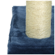 Katzensch scratching post mit einer strukturierten Sisal-Seil-Säule auf einer weichen blauen Basis.