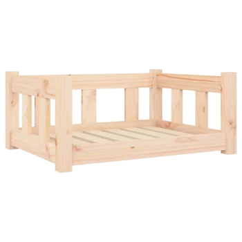 Holz-Haustierbett mit slatted Basis und niedrigen Seiten, entworfen für kleine bis mittelgroße Haustiere.