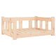 Holz-Haustierbett mit slatted Basis und niedrigen Seiten, entworfen für kleine bis mittelgroße Haustiere.