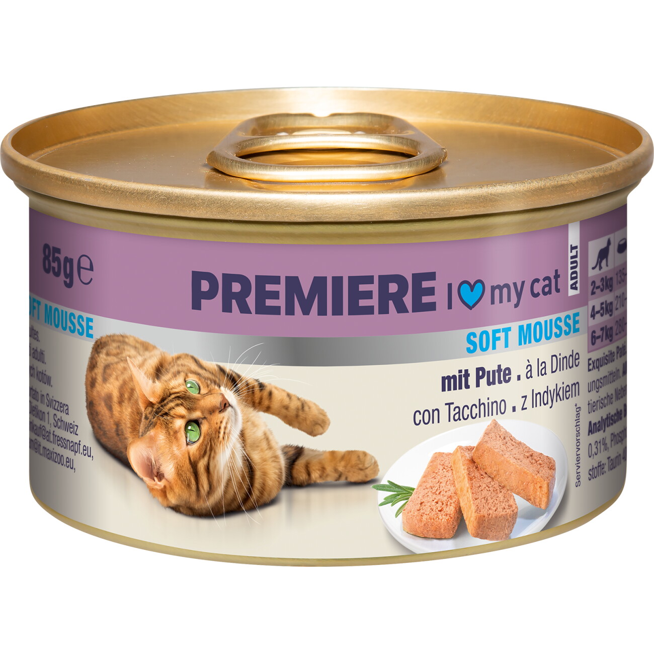 PREMIERE Soft Mousse Nassfutter Katze Adult Pute 18x85 g