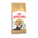 Royal Canin Adult Persian Katzenfutterbeutel mit einer Illustration einer langhaarigen Perserkatze, mit einem Text, der die rassespezifische Ernährung hervorhebt.