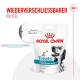 Verpackung von Royal Canin Hundeleckerlis mit einem schwarz-weißen Hund, beschriftet mit "Leckerlis," hypoallergen, 230g und leicht zu öffnendem Reißverschluss.