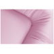Nahaufnahme eines weichen, strukturierten rosa Haustierbettes, das seinen plüschigen Stoff und das gepolsterte Design zeigt.