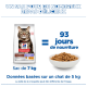 Sac de nourriture pour chat Hill's Science Plan (sac de 7 kg) avec photo de chat, bol de croquettes et texte visible « 93 jours de nourriture »