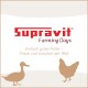 Supravit Farming Days Logo mit Silhouetten einer Ente und eines Huhns sowie deutschem Text über frisches, natürliches Futter seit 1965.