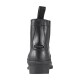 Schwarze Leder-Ankle-Boots mit kleinem Absatz, mit einer Zuglasche hinten und sichtbaren Nähdetails.
