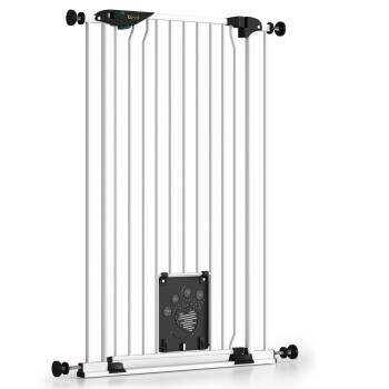 Tierschutzgitter mit Katzenklappe Extrahoch 107 cm - Mira 73-143 cm in Weiß für Hunde & Katzen XL