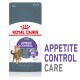 Royal Canin Appetite Control cat food bag with a tabby cat illustration and text: "90% of owners saw results in 4 weeks."