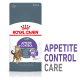 Royal Canin Appetite Control cat food bag with a tabby cat illustration and text: "90% of owners saw results in 4 weeks."