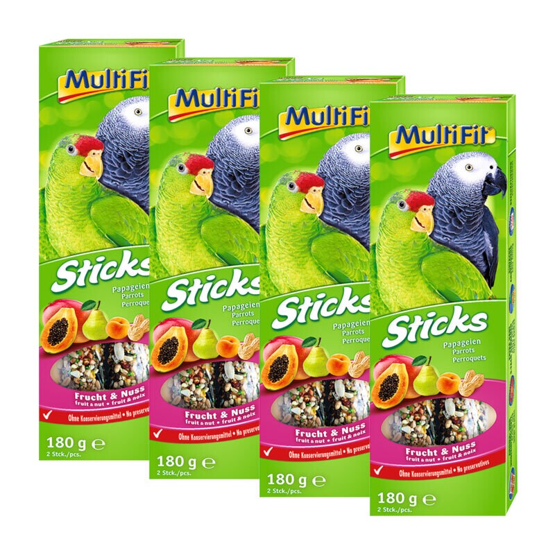 MultiFit papegaaisticks 4 x 2 stuks Vrucht en noot