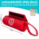 Rote Haustierspielzeugtasche mit einem Fassungsvermögen von 0,7L, mit einem Klettverschluss, 18 cm lang und 7 cm hoch.