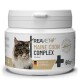 Behälter mit REAVET Maine Coon Complex Pulver für Katzen, mit einem Bild einer Maine Coon Katze, 60g, hergestellt in Deutschland.