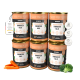 Sechs Dosen Alphazoo Senior Hundefutter mit Kaninchen und Kalb, mit Karotten und Brokkoli, gekennzeichnet als getreidefrei und mit hohem Fleischanteil.