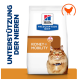 Hill's Prescription Diet Tasche mit einer flauschigen orangefarbenen Katze, beschriftet mit 'Niere + Mobilität' und dem Text 'Unterstützung der Nieren.'
