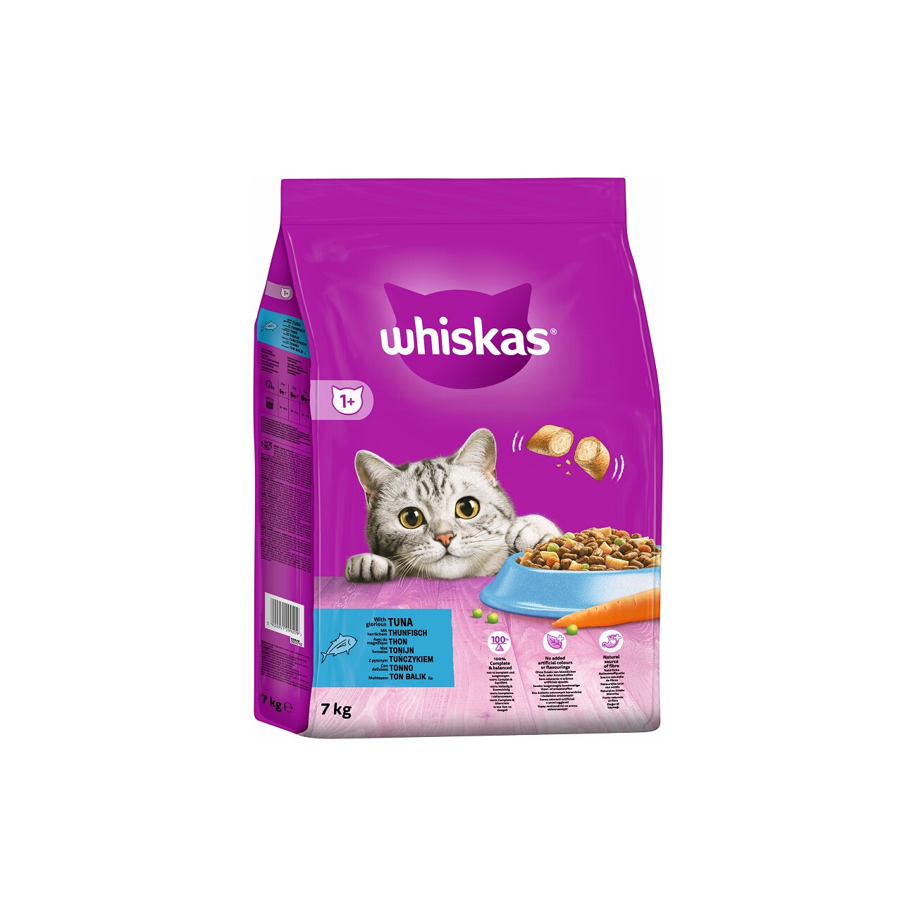 WHISKAS Adulte 7 kg croquettes pour chats adultes au thon délicieux