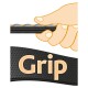 Illustration einer Hand, die eine strukturierte Oberfläche greift, mit dem Wort "Grip" deutlich sichtbar, was einen sicheren Halt betont.
