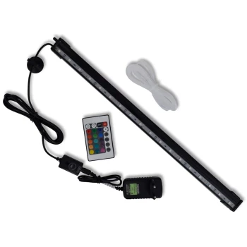 LED-Aquariumlichtleiste mit Fernbedienung, Netzadapter und Montageset.