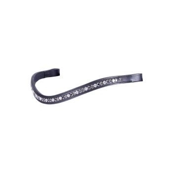 Schwarzes Leder-Haustierhalsband, verziert mit funkelnden Strasssteinen in der Mitte, das ein stilvolles und elegantes Design zeigt.