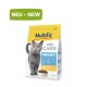 Sac de nourriture pour chats étiqueté "MultiFit CARE URINARY" avec un chat gris, avec "NEU - NEW" en vert en haut.