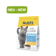 Katzenfutterbeutel beschriftet "MultiFit CARE URINARY" mit einer grauen Katze, mit "NEU - NEW" in grün oben.