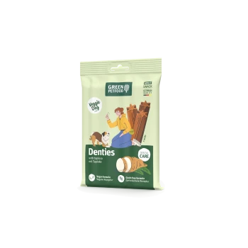Grüne Petfood Denties vegane Hundezahnpflegesnacks mit Tapioka, getreidefrei, Erwachsenensnack, deutsche Qualität, 7 Sticks.