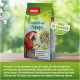 PANTO Vogelfuttertasche für große Papageien, mit einem roten Ara und einem Wellensittich, mit "Pluramin Vogel-Fit" und Nährwert-Highlights.