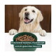 Lächelnder Golden Retriever mit Pfoten auf dem Tisch hinter einer Schüssel Kibble; Text: Unterstützt Gelenke, Muskelkraft und ein gesundes Gewicht