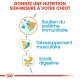 Image promouvant une nutrition sur mesure pour les chiots avec le texte : "Donnez une nutrition sur-mesure à votre chiot" et des icônes pour les bienfaits pour la santé.