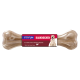 Os à mâcher pour chien avec une étiquette indiquant "FIT+FUN KAUKNOCHEN," présentant une image de golden retriever et un texte multilingue sur le produit.