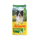 Josera Hypoallergenic Hundefuttersack mit lächelndem schwarz-weißem Hund; zeigt 'Adult', 'All Sizes' und 'Grain Free'