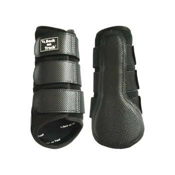 Schwarze Haustierstiefel mit Mesh-Design und verstellbaren Riemen, mit dem Logo "Back on Track".