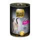 Dosenkatzenfutter mit der Aufschrift "SELECT GOLD Pure Pferd", das eine Katze auf der Vorderseite zeigt und anzeigt, dass es sich um eine getreidefreie Formel für erwachsene Katzen handelt.
