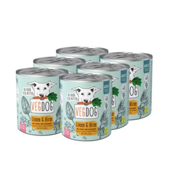 VEGDOG Nassfutter Adult Linsen & Hirse Vorteilspack 6x800 g