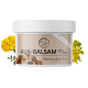 AUA-BALSAM Plus Behälter mit dem Gesicht eines Hundes auf dem Etikett, mit Ringelblumen daneben; für die Hautpflege von Haustieren.